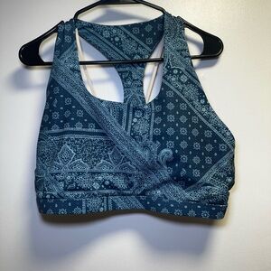 Fabletics Teal Paisley Sports Bra